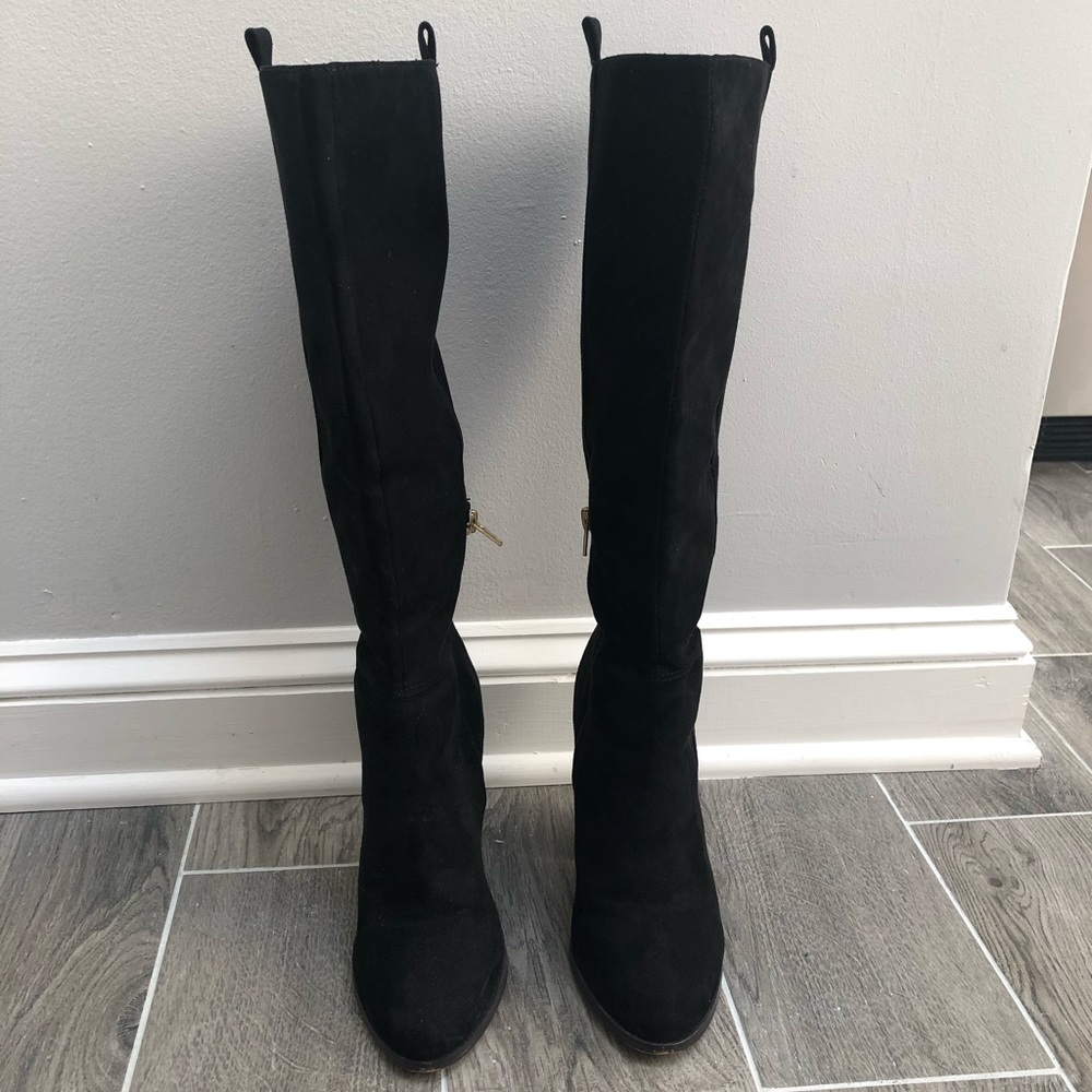 Suede boots.